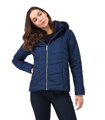 Navy Wildrose Padded Jacket New Look