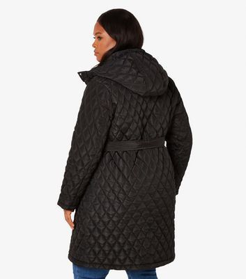 Curve Black Quilted Coat New Look