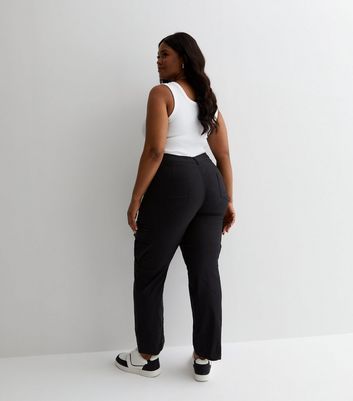 Curves Black Cargo Jeans New Look