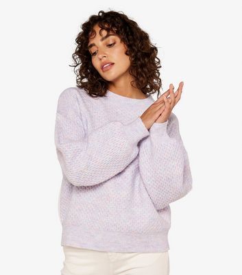 Lilac Waffle Knit Crew Neck Jumper New Look