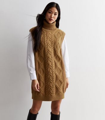 Sleeveless Cable Knit Dress New Look