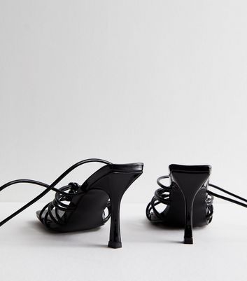 Black Patent Strappy Stiletto Heel Sandals New Look