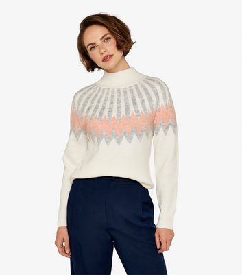 Chevron Mock Neck Jumper New Look