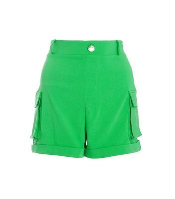 Green Pocket Cargo Shorts New Look
