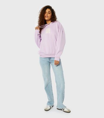 Lilac Cry About It Logo Oversized Hoodie New Look