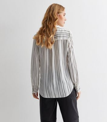 White Stripe Long Sleeve Shirt New Look