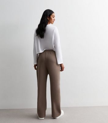 Light Brown Pleat Front Wide Leg Joggers New Look
