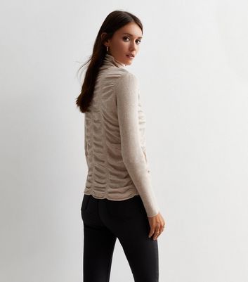 Stone Fine Knit Textured Top New Look