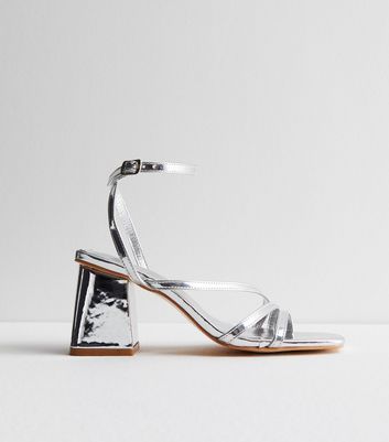Silver Strappy Block Heeled Sandals New Look