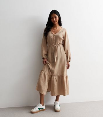 Camel Belted Maxi Dress New Look