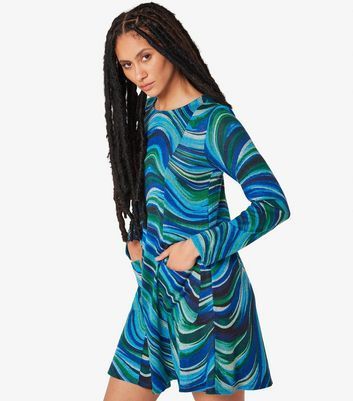 Blue Swirl Print Mini Dress New Look