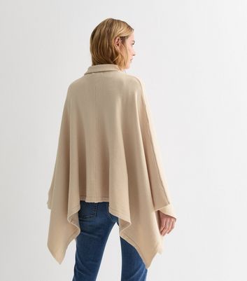 Stone Knit Zip Neck Cape New Look