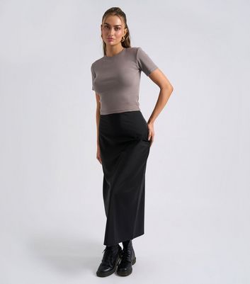 Black Satin Maxi Skirt New Look