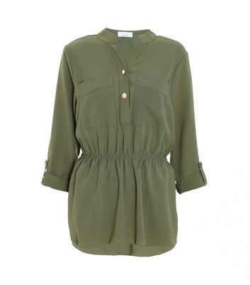 Khaki Elasticated Waist Blouse New Look