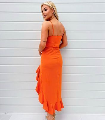 Orange Frill Hem Midi Dress New Look