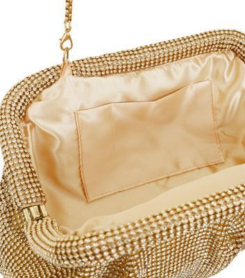 Gold Diamanté Clutch Bag New Look