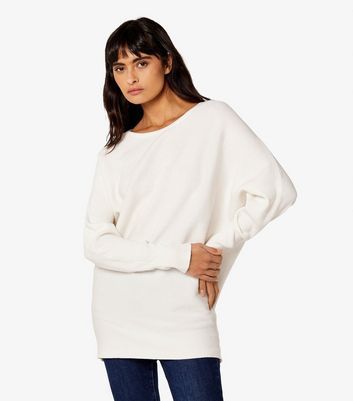 Cream Ribbed Knit Batwing Jumper New Look