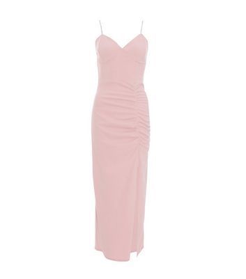 Petite Pink Ruched Maxi Dress New Look