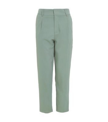 Petite Light Green Tailored Trousers New Look