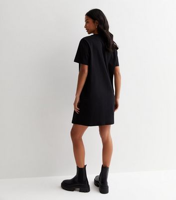 Petite Black Cotton T-Shirt Mini Dress New Look