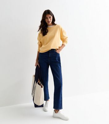 Yellow Jersey Crop Sweatshirt New Look