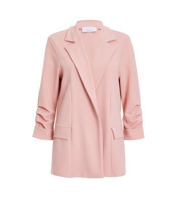Pink Ruched Sleeve Blazer New Look