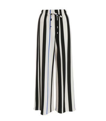 Black White Stripe Wide Leg Trousers New Look