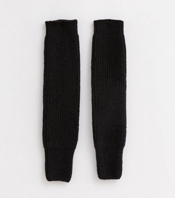 Black Chunky Knit Oversized Leg Warmers New Look