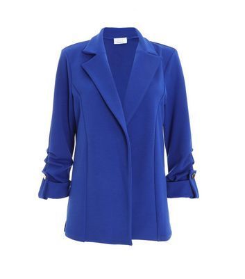 Blue Ruched Blazer New Look