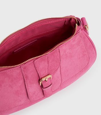 Bright Pink Suedette Shoulder Bag New Look
