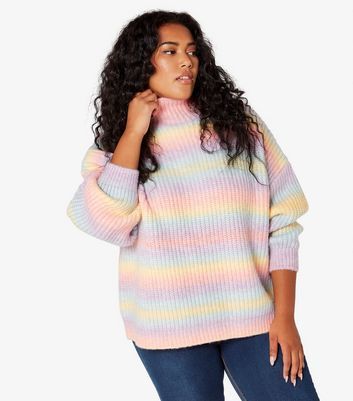 Curves Multicoloured Ombré Knit Oversized Jumper New Look