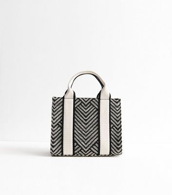 Black Mini Jacquard Pattern Tote Bag New Look