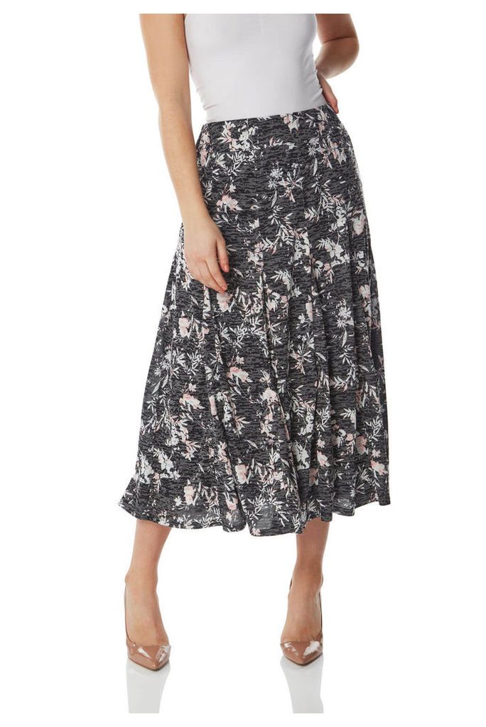 Burnout Floral Midi Skirt