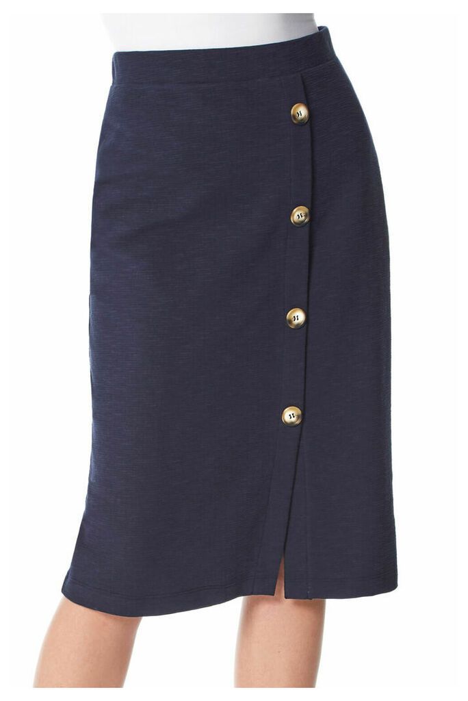 Button Detail Knitted Pencil Skirt