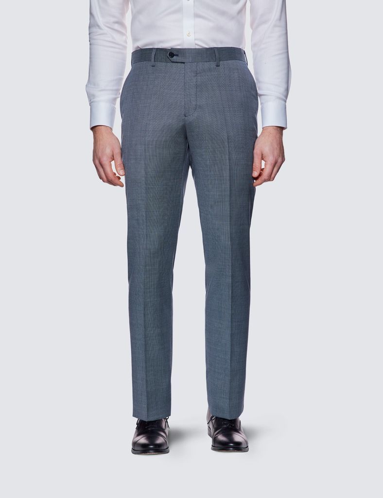 Men's Light Blue Birdseye Slim Fit Suit Trousers
