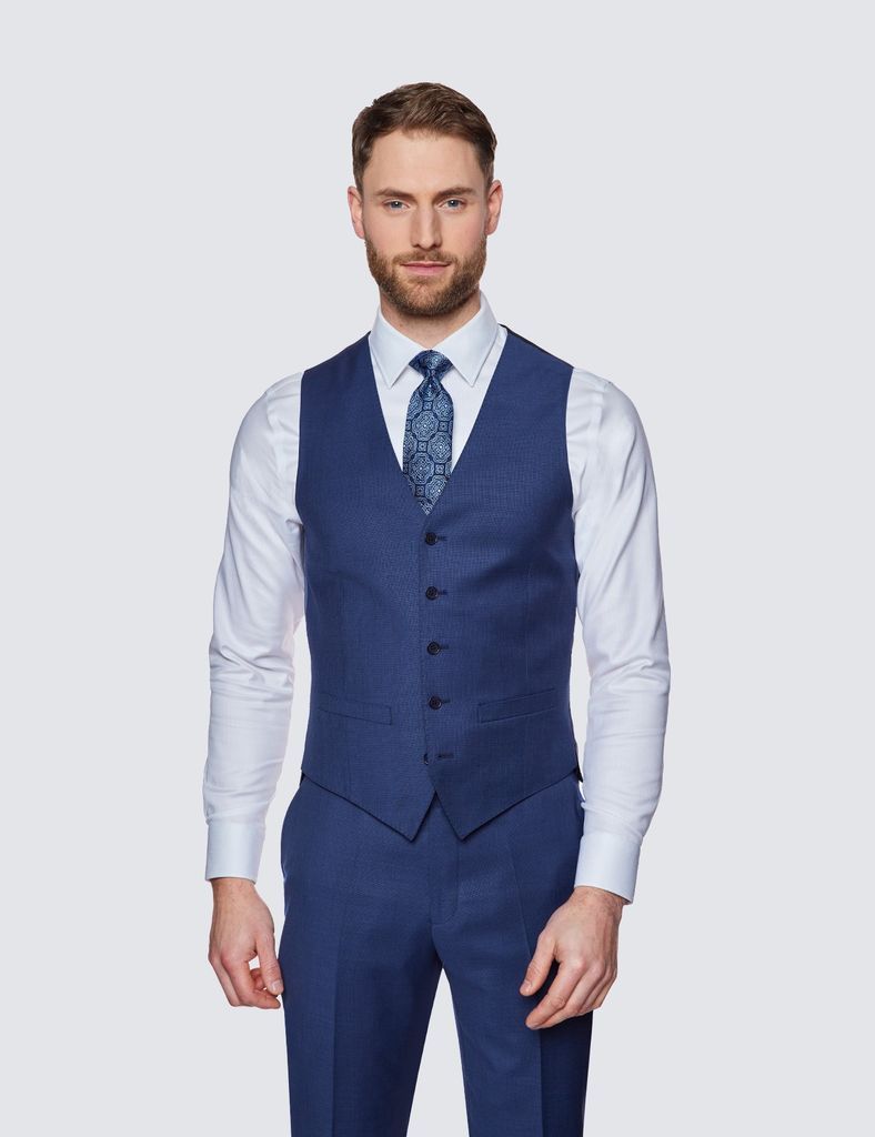 Men's Royal Blue Slim Fit Waistcoat