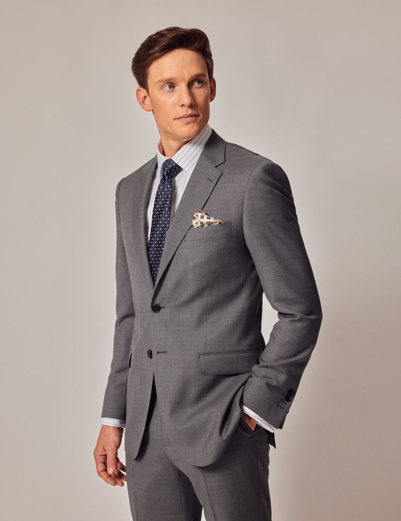 Mid Grey Twill Slim Suit Jacket