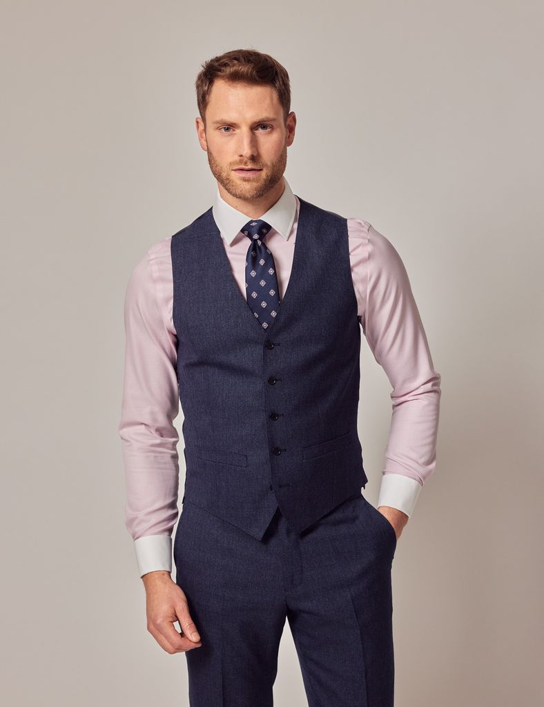 Blue & Red Prince of Wales Check Slim Waistcoat