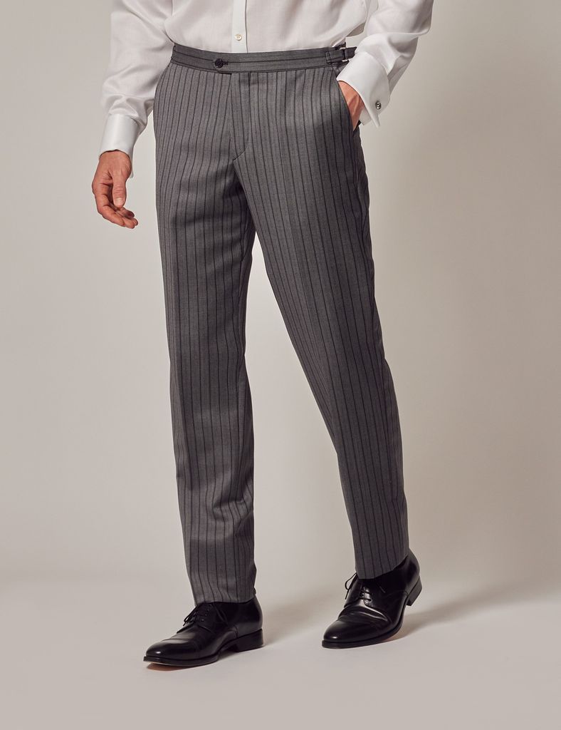 Grey Striped Italian Wool Morning Suit Trousers - 1913 Collection