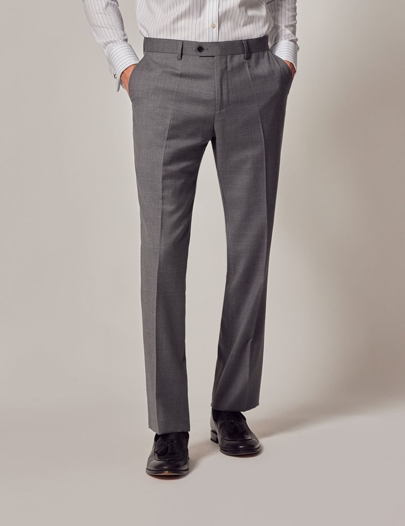 Mid Grey Twill Slim Suit Trousers