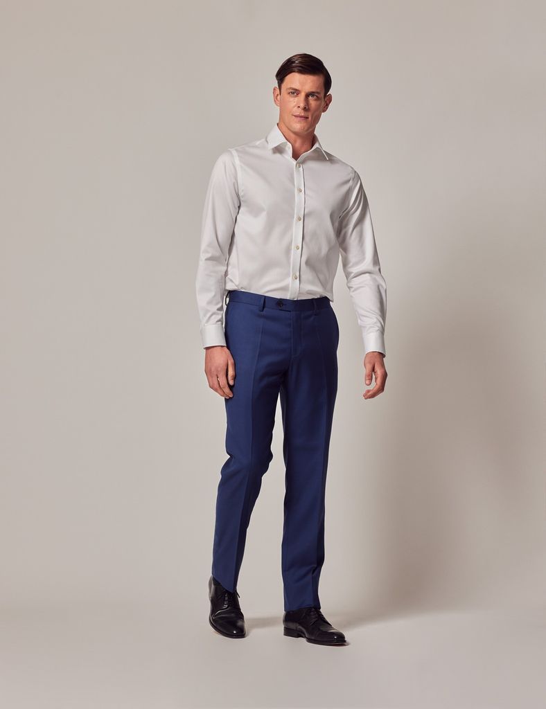 Royal Blue Twill Slim Suit Trousers