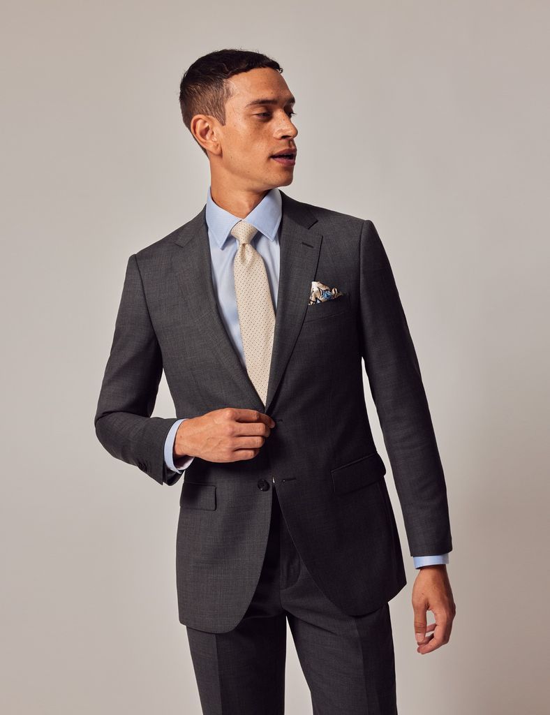 Charcoal Twill Slim Suit Jacket