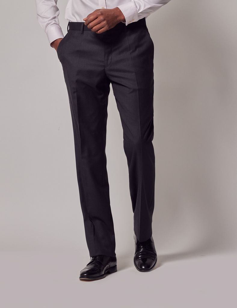 Dark Charcoal Twill Classic Fit Suit Trousers