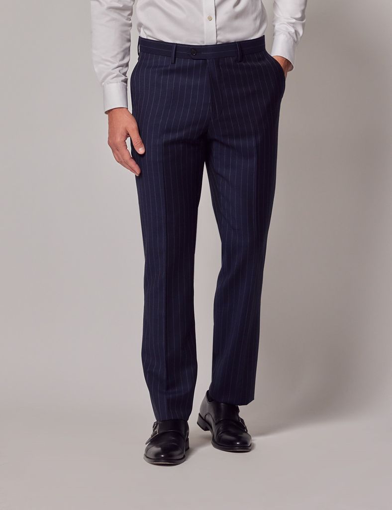 Navy Chalk Stripe Slim Suit Trousers