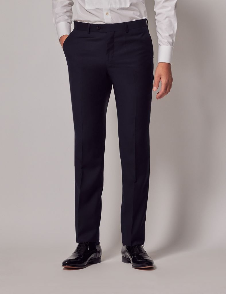 Navy Slim Dinner Suit Trousers With Belt Loops