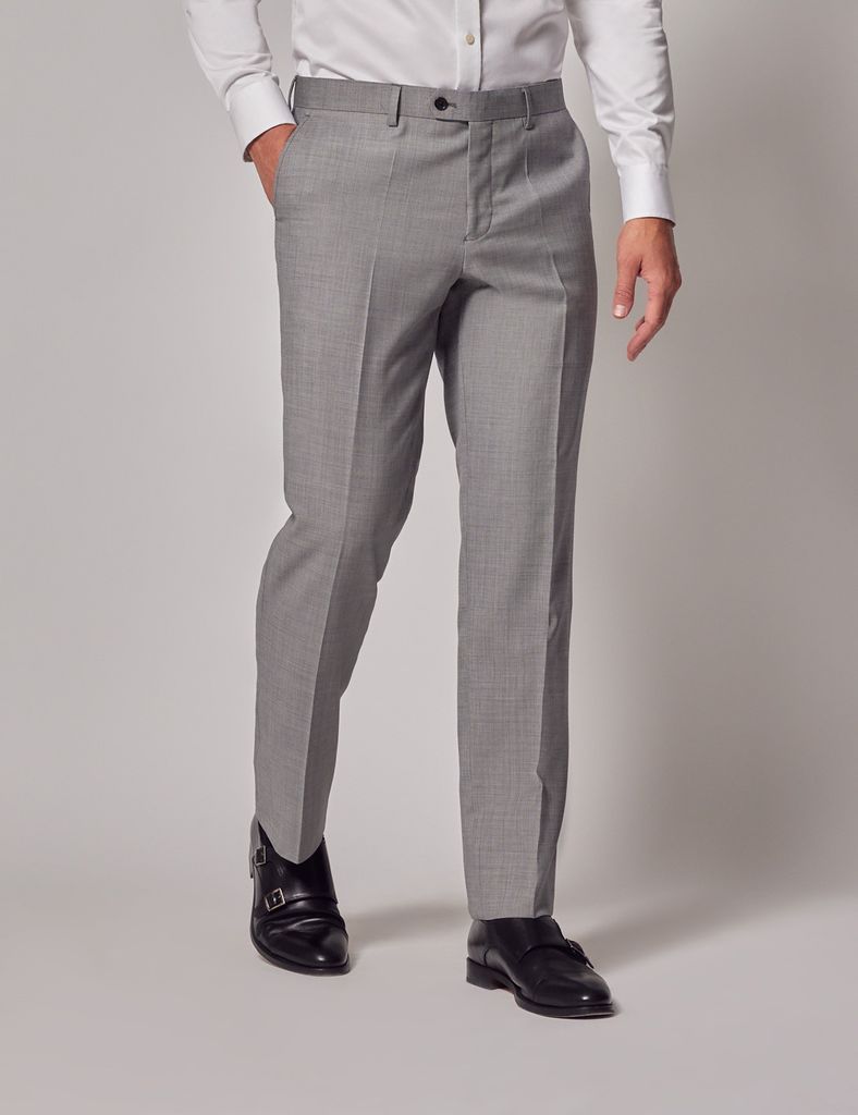 Light Grey Twill Slim Suit Trousers