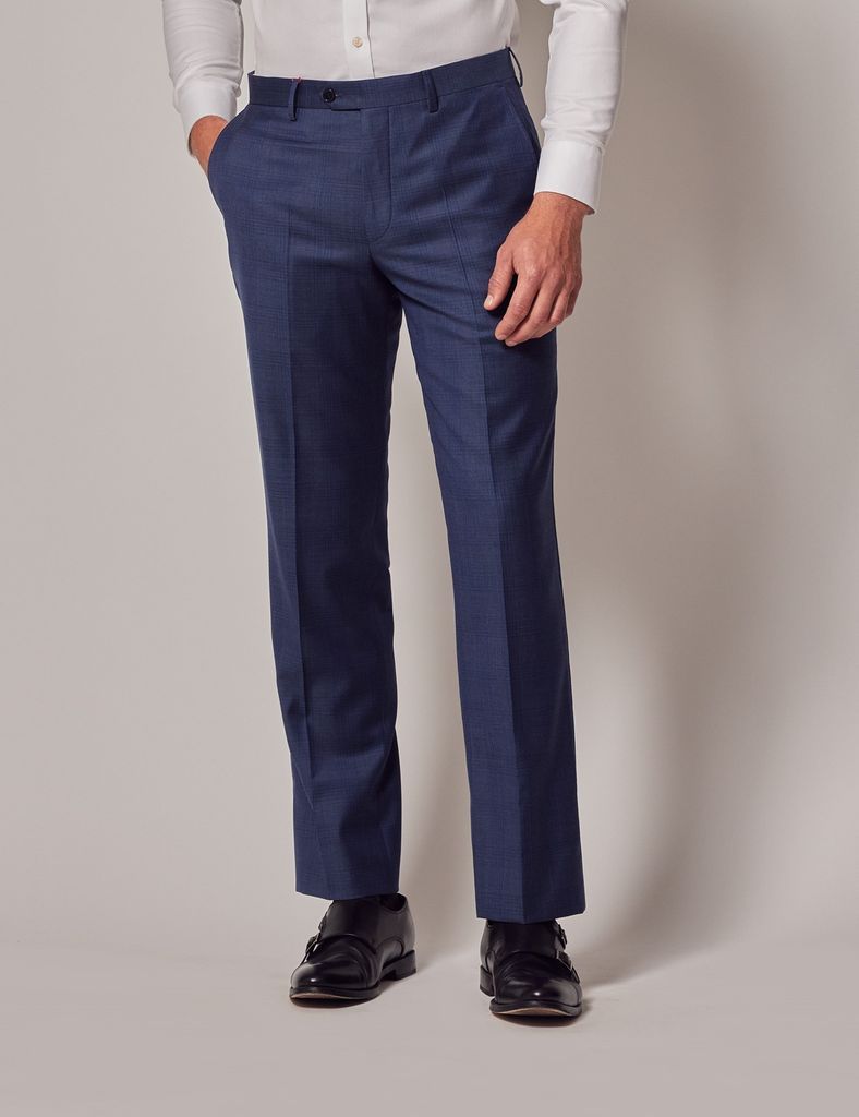 Indigo Tonal Check Tailored Italian Suit Trousers - 1913 Collection