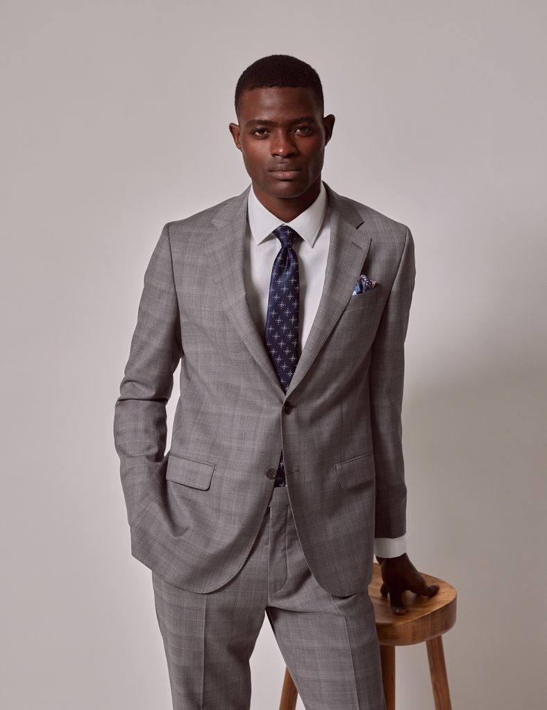 Grey Check Tailored Italian Suit Jacket - 1913 Collection