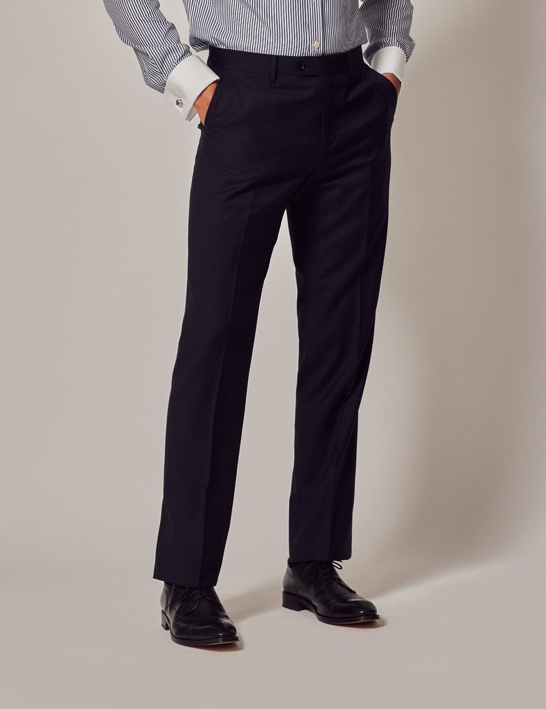 Navy Twill Slim Suit Trousers