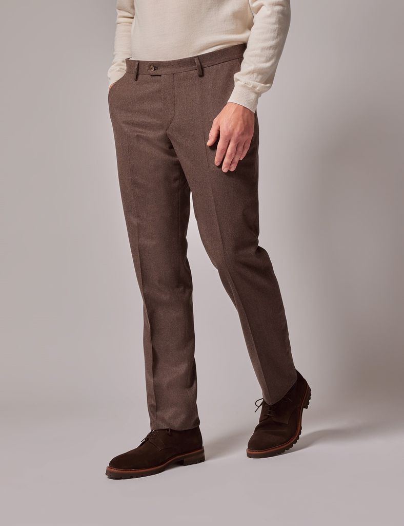 Taupe Tailored Italian Flannel Suit Trousers - 1913 Collection